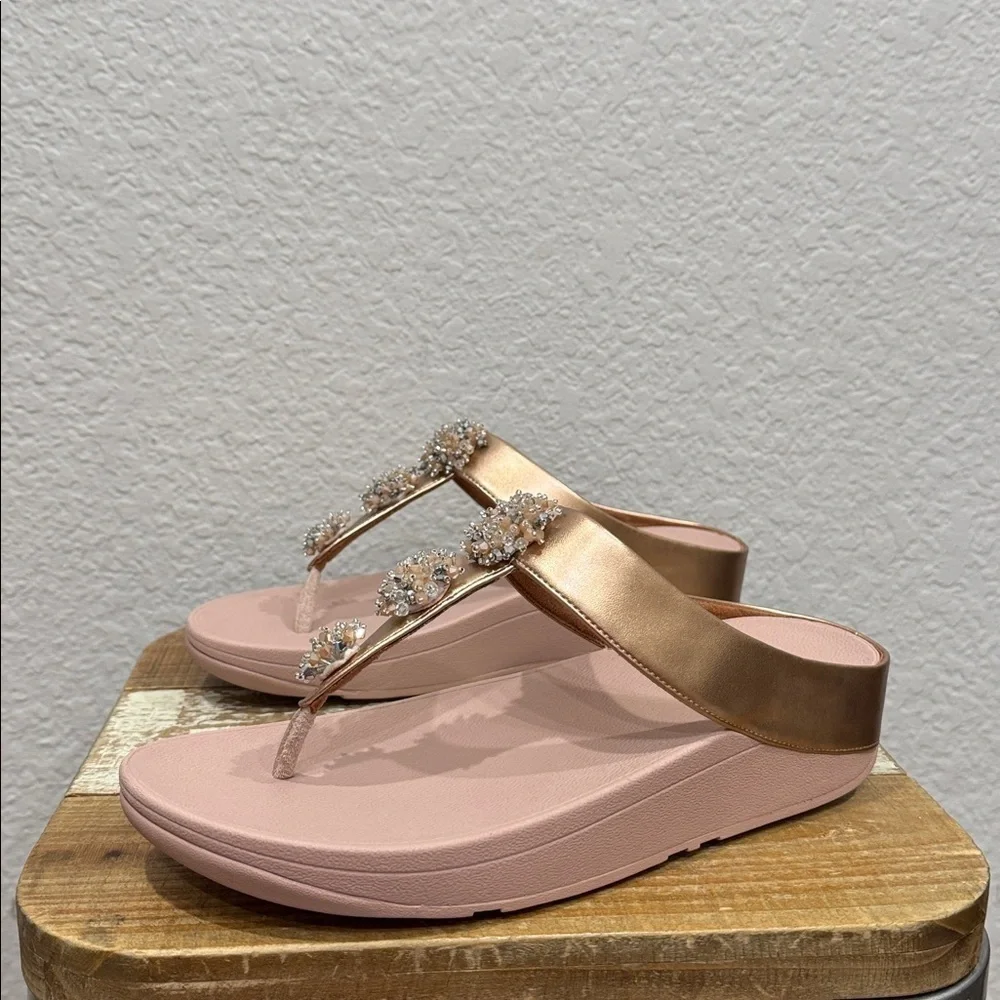 Fitflop Galaxy Toe Thong Rose Gold Sandals Size 9